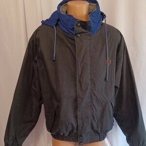 Bugle Boy Coat/Jacket Black And Gray Fleece Lining Hood Size Large